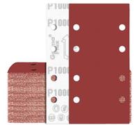 80 Feuilles Abrasif 93x185mm Grain 1000 Papier de Verre 8 Trous Rectangulaire pour Ponceuse