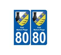 80 Fort-Mahon-Plage blason autocollant plaque stickers ville - Angles : arrondis