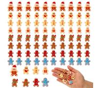 80 Mini Ornements Forme Bonhomme Épice, Décorations Miniatures Résine Forme Bonhomme Épice Petit Bricolage Noël Petite Décoration Résine à Dos Plat pour Décoration Noël (8 Styles)