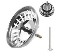 Ø 80 mm Bouchon Evier Cuisine avec Goupille Réglable en Acier Inoxydable, Panier pour Bouchon d'évier, Convient à la Plupart des éviers à Trop-Plein ou Décentrés, Crépine Evier Anti Colmatage