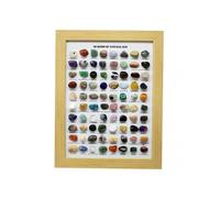 80 Natural Gemstones Collection Crystal Ore Exhibit Set Collectible Gems in Wooden Frame Educational Gift for Kids Gem Lovers