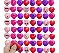 80 pcs Balles Anti-Stress,Boule Anti Stress de Visage Drôles pour Enfant et Adulte,5CM 16styles Forme d'amour PU Souple Balle Anti Stress pour Soulager l'anxiété -La Saint Valentin,Fête Cadeau