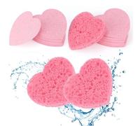 80 Pcs Éponges Visage Comprimées en Forme de Cœur, Eponge Visage Nettoyant en Cellulose Douce pour Nettoyage, Exfoliation et Démaquillage