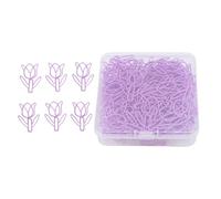 80 Pcs Flower Paper Clips Bulk | Mini Bookmarks for Office (Purple)