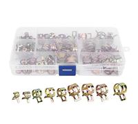 80 Pcs Galvanized Hose Clamps Assortment Kit | 6-15mm Spring Clips for Pneumatic/Water/Fuel/Silicone Hoses | Oxidation Protected Tube Fastener Set with Storage Case