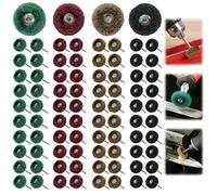 80 PCS Roues de Polissage Abrasif 25 mm Kit Polissage Perceuse Grain 120/180/320/400 Brosses a Tampons de Roue Abrasifs Mini