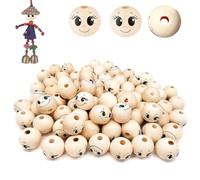 80 perles en bois avec un visage, macramé smiley avec des têtes