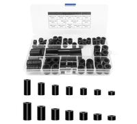 80 pièces ABS rondelles rondes combo Kit, M6 M8 vis nylon sans vis entretoise de support de colonne avec boîte en plastique (noir)
