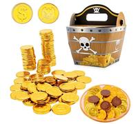 80 Pièces Chocolat Pièces d'Or, Pièces d'Or Comestibles sous Feuille Dorée | Pièces de Chocolat pour Trésors de Pirates, Anniversaires d'Enfants et