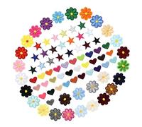 80 pièces d ' appliques brodées adhésives, broderie étoile fleur cœur, patchs à coudre pour vêtements d ', chapeaux, sacs, embellissement étoile fleur cœur broderie correctifs