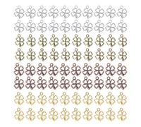 80 Pièces De Pendentifs Trèfle À Quatre Feuilles, Pendentifs En Forme De Fleur Creuse, Accessoires Rétro En Alliage, Adaptés Aux Bijoux Faits À La Main Diy