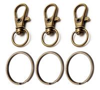 80 Pièces Mousqueton Porte Clef Anneaux, Attache Porte Clé, Fermoir Mousqueton Crochets de Clés Avec Porte-clés, Pivotant Keychain Pivotant en Métal, pour la Fabrication de Clés, L'artisanat (Rétro)