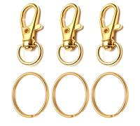 80 Pièces Mousqueton Porte Clef Anneaux, Attache Porte Clé, Fermoir Mousqueton Crochets de Clés Avec Porte-clés, Pivotant Keychain Pivotant en Métal, pour la Fabrication de Clés, L'artisanat (doré)