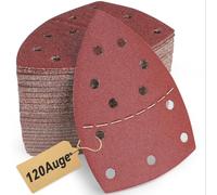 80 Pièces Papier Abrasif pour Ponceuse 105x152 mm (93x93x93 mm), 120 Grains 11 Trous pour Bosch PSM 100A / PSM 160 / PSM 200 AES/PSM 18, pour Bois, Métal, Plastique, Papier à Poncer, Ponceuse Bosch
