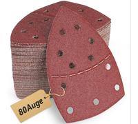 80 Pièces Papier Abrasif pour Ponceuse 105x152 mm (93x93x93 mm), 80 Granularités, 11 Trous pour Bosch PSM 100A / PSM 160 / PSM 200 AES, pour Bois, Métal, Plastique, Papier à Poncer, Ponceuse Bosch