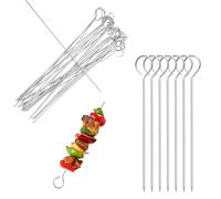 80 Pièces Pic a Brochette Réutilisable, MUNTE Brochette Barbecue en Acier Inoxydable, Pique Brochette avec Anneau, pour Barbecues en Famille et Aux Pique-niques en Plein Air (2,5mm x 15cm)