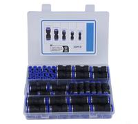 80 pièces Raccords rapides à air comprimé Kit de connecteurs droits pour tuyau OD de 4-16 mm PU Nylon Raccords pneumatiques Noir