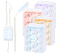 80 Pièces Recharges Plumeau Poussière Compatible avec Swiffer Duster, Plumeau Télescopique avec 1 Poignée, 1 Manche Télescopique, Anti Poils d’Animaux & Poussière Maison (Multicolore)