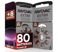 80 Piles Auditives 312 Rayovac pour Appareil Auditif + 8 Piles Udivita