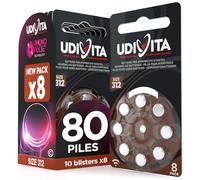 80 Piles Auditives 312 Udivita (Marron) Zinc-Air Hearing Evolution
