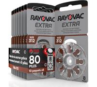 80 Piles Auditives Rayovac Extra 312. 10x8 Piles pour Appareil Auditif