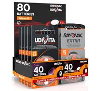80 Piles de Taille 13 pour Les Aides auditives PR48 (Orange - Zinc Air) avec la Technologie Phono Pulse pour amplificateur auditif - 80 Piles : 40 Udivita + 40 Rayovac