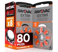 80 Piles pour appareils auditifs Rayovac Extra 13. - 10 Ampoules de 8 Piles