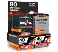 80 Piles pour appareils auditifs Taille 13 PR48 (Orange) 10 Blister de 8 Piles Technologie Phono Pulse - 80 Piles : 40 Rayovac + 40 Udivita