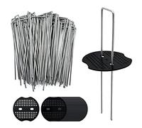80 Piquet de Fixation Toile de Paillage avec 80 Rondelles Sardine, 15 CM Piquets de Jardin en U en Acier Galvanisé, Agrafe Toile Paillage pour Camping, Bache Anti Mauvaise Herbe, Geotextile, Bàche