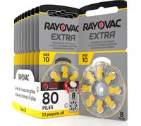 80 Rayovac Extra 10 Piles Pour Appareils Auditifs Taille Pr70 (Jaune) - 10 Plaquettes De 8 Piles[Z223]