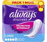 80 Serviettes Hygiéniques Incontinence Femme, Long 5 Gouttes, Protection Absorbante Pour Fuites Urinaires Importantes, Pack 1 Mois