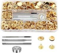 80 Set Boutons Pression en Métal, Basicon 15mm Pression Bouton Fixation avec 3 Outils de Réglage Boutons Pression à Coudre Craft Pour Cuir Artisanat Veste Portefeuille Sac à Main, Or