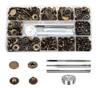 80 Set Boutons Pression en Métal, BetterJonny 15mm Pression Bouton Fixation avec 3 Outils de Réglage Boutons Pression à Coudre Craft Pour Cuir Artisanat Veste Portefeuille Sac à Main, Bronze