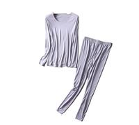 80% Soie Naturelle 20% Coton Femmes Chaud sous-vêtement Thermique Ensemble Longs Johns ML XL XXL pour Femmes(Gray,M)