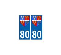 80 Somme autocollant plaque blason armoiries stickers département - Angles : droits