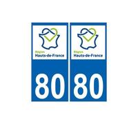 80 Somme autocollant plaque immatriculation sticker auto Haut-de-France département sticker nouveau logo - Angles : droits