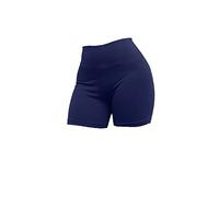 80 STREET Short de sport femme taille haute pour yoga, jogging, entraînement 100 % fabriqué en Italie, bleu, 36