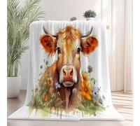 80 x 150 cm Couverture Polaire Super Douce - Jeté de Canapé Motif Aquarelle Animaux Fleurs, Couverture Double Face Sherpa Extra Épaisse et Chaude pour Canapé ou Salon Blanc