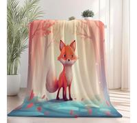 80 x 150 cm Couverture Polaire Super Douce - Jeté de Canapé Motif Fantastique Dessin animé Renard, Couverture Double Face Sherpa Extra Épaisse et Chaude pour Canapé ou Salon Rose