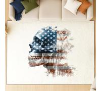 80 x 150 cm Tapis Salon Bleu Classique - Confortable et Facile à Entretenir, Abstrait Crâne Drapeau Américain Tapis, Texture Douce en Microfibre, Tapis de Salon Salle à Manger Chambre Cuisine