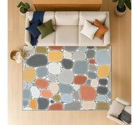 80 x 150 cm Tapis Salon Multicolore - Confortable et Facile à Entretenir, Abstrait Mosaïque Galets Géométrique Tapis, Texture Douce en Microfibre, Tapis de Salon Salle à Manger Chambre Cuisine