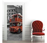 80 X 200 Cm Papier Peint Adhésif Mural Brique Vinyle Bus De La Ville Rouge Rouleau Adhesif Decoratif Autocollant Salle De Bain Lavable Mural Sticker Mural Papier Pour Salon Cuisine Chambre À Coucher