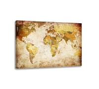 80 x 60 cm impression sur toile mappemonde 4139-VKF - prêt à poser au mur