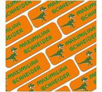 80 x Étiquettes autocollants nom de votre choix personnalisés chaque sticker 3,5x1cm pour enfants inscription école maternelle vêtements (Pour les textiles, 18 Dino)