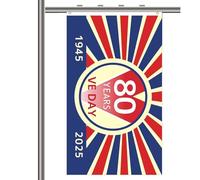 80 Years Victory in Europe - Drapeau du 80e anniversaire de la Victoire en Europe 2025 | Outil de décoration aux couleurs vives pour diverses fêtes, rassemblements, célébrations et autres occasions
