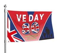 80 Years Victory in Europe - Drapeau du 80e anniversaire de la Victoire en Europe 2025 | Outil de décoration aux couleurs vives pour diverses fêtes, rassemblements, célébrations et autres occasions