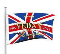 80 Years Victory in Europe - Drapeau du 80e anniversaire de la Victoire en Europe 2025 | Outil de décoration aux couleurs vives pour diverses fêtes, rassemblements, célébrations et autres occasions