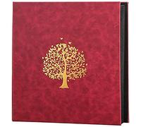 800 albums photo rétro en cuir noble avec pages intérieures noires interstitielles de 10,2 x 15,2 cm, livre d'enregistrement de famille pour enfants 33,5 x 36 cm (couleur : rouge)