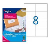 800 étiquettes blanches - 105 x 72 mm - A4 - impression laser - Agipa G