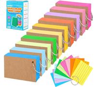 800 Fiches Colorées Avec Anneaux - Format A8 - Recto Ligné - Fiches De Notes - Fournitures Scolaires Et De Bureau - 150 G/M² - 8 Couleurs